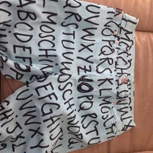 MOSCHINO ALPHABET PANTS Aqua w/Black Letters 26/27
